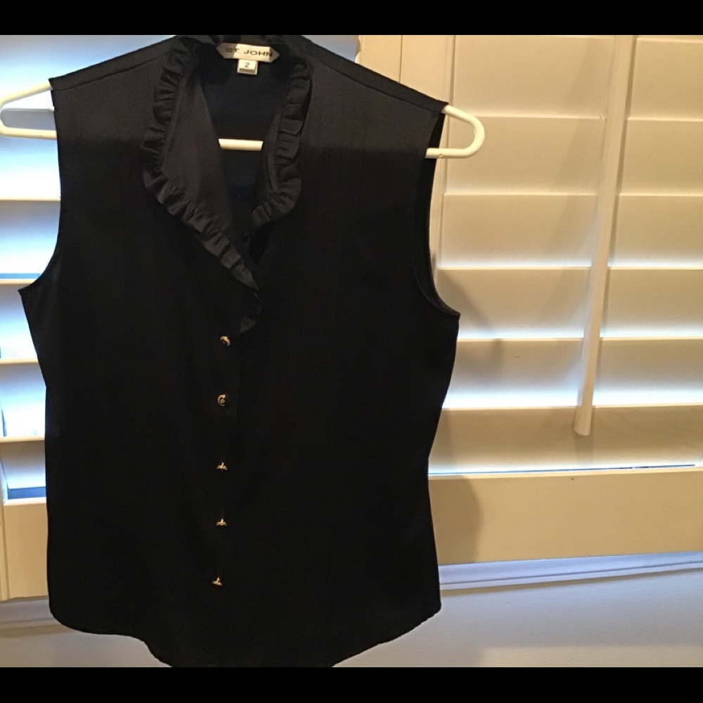 St John Silk Sleeveless V-neck Top, Sz 2